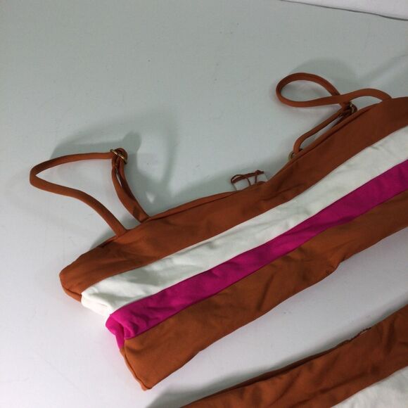 L*Space Womens Rebel Stripe Amber-Bougainvillea-Cream Swim Top Bottom Size XS/S - Picture 2 of 11